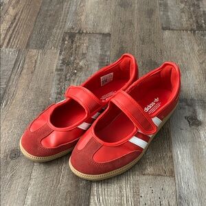 Adidas Womens Red and White Sneakers